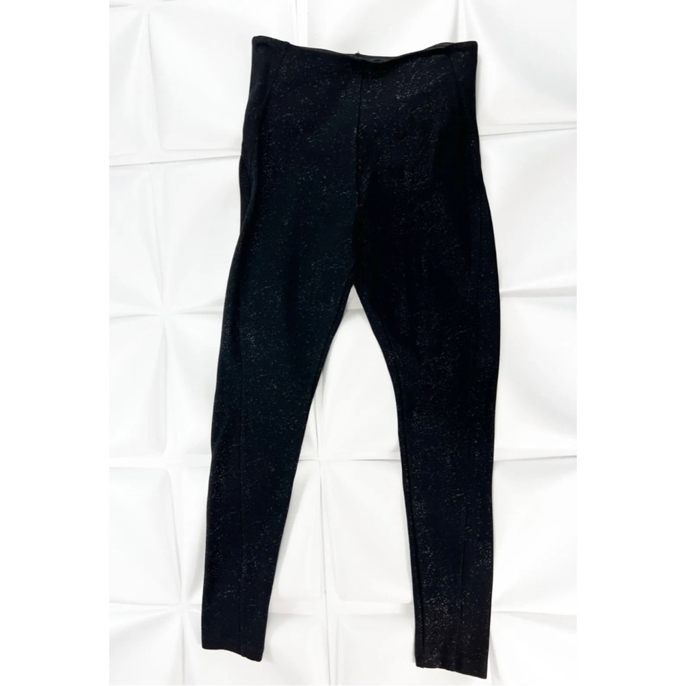 Lysse Sz M Black Splatter Knit Ponte Leggings Womens Tummy Tuck